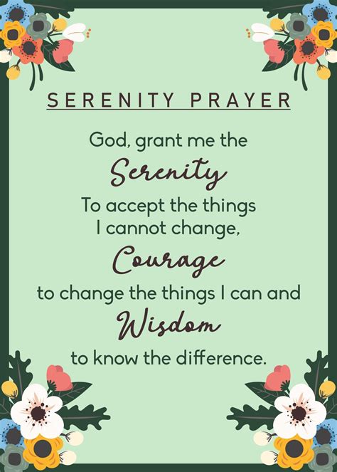 Free Printable Serenity Prayer Long Version